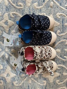 Cat & Jack Navy Polka Dot + Cream Leopard Print Kids Sneakers (2-Pack)